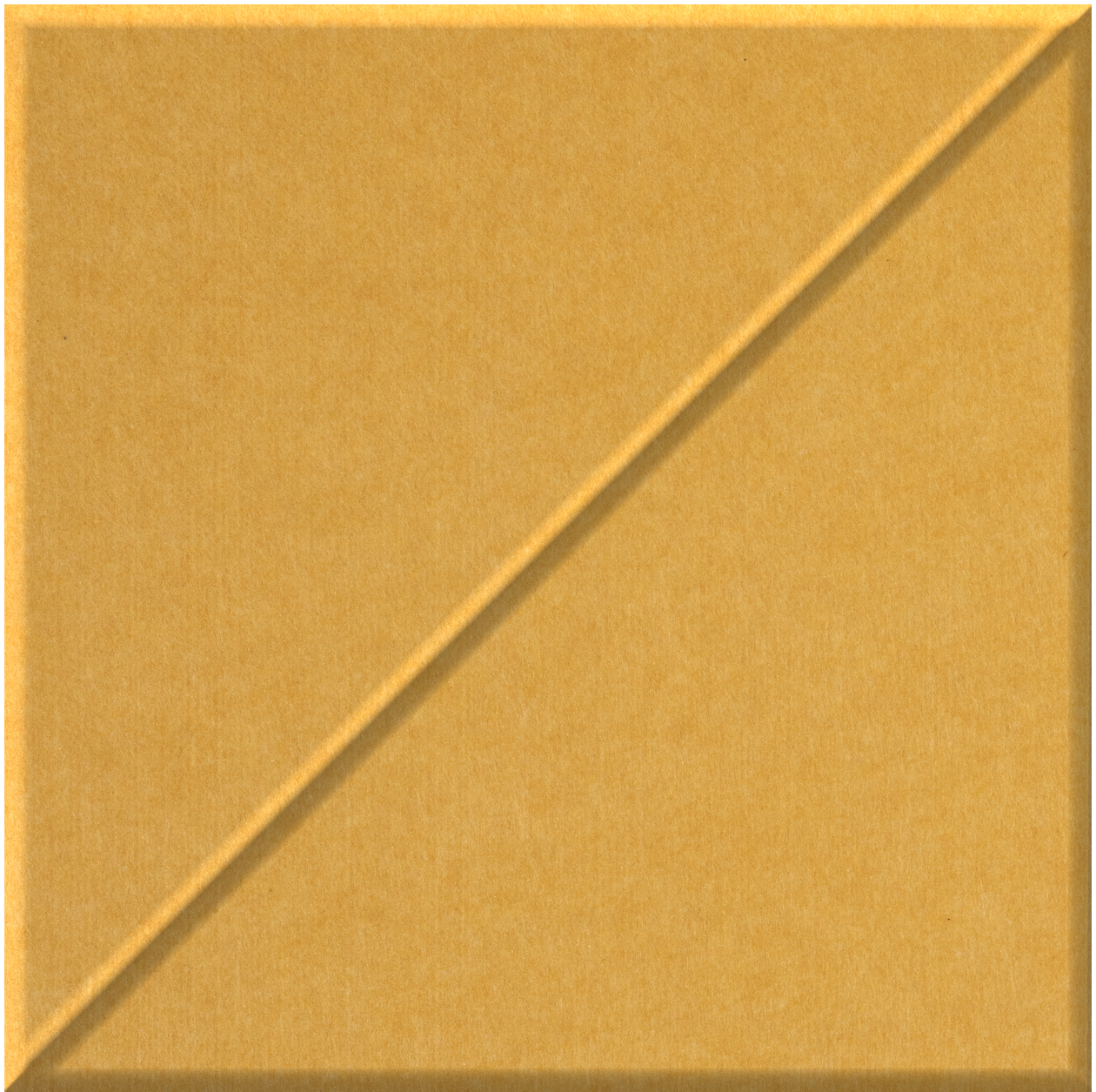 Gold square tile with diagonal slash relief detail running from upper right to lower left.