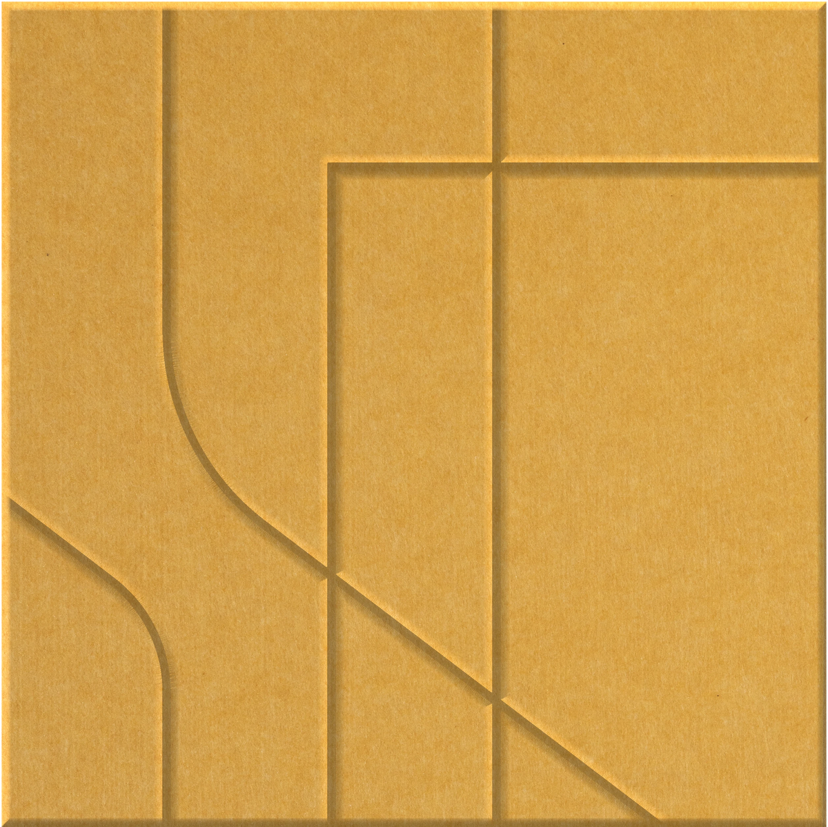 Mustard 9mm Engraved Subway felt sample with offset stepped line grooves