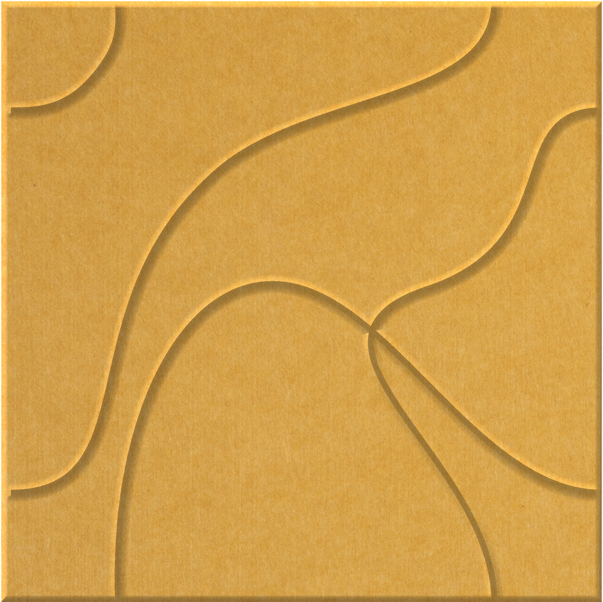 Mustard 9mm Engraved Topo felt sample with flowing topographic line grooves