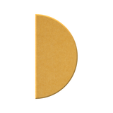 A single gold-colored semicircle or half-donut shape with a textured surface, isolated on a solid white background.