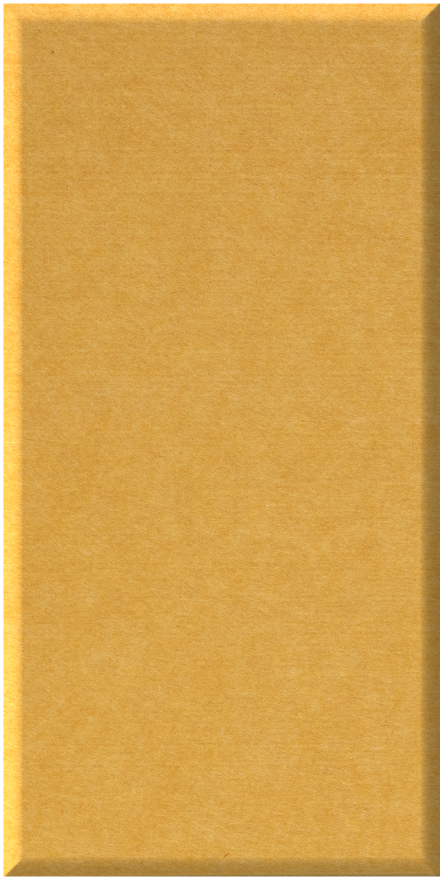 Gold-toned rectangular tile with beveled edges and matte finish.