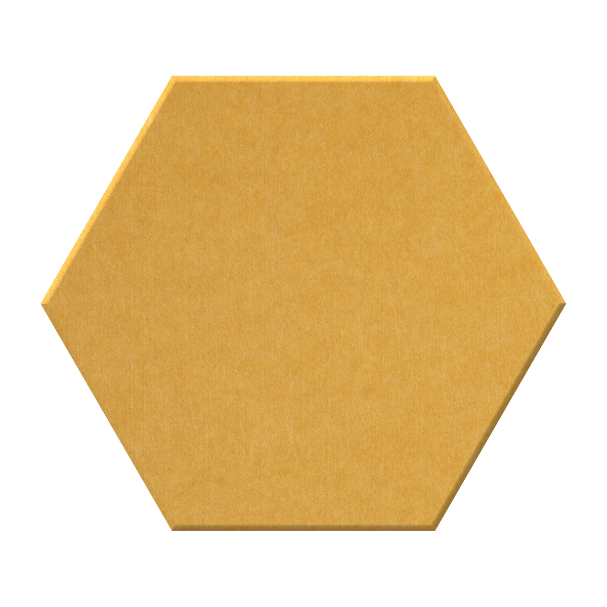 A single hexagonal tile with a textured matte finish in a warm mustard yellow color, shown against a plain white background.