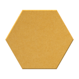 A single hexagonal tile with a textured matte finish in a warm mustard yellow color, shown against a plain white background.