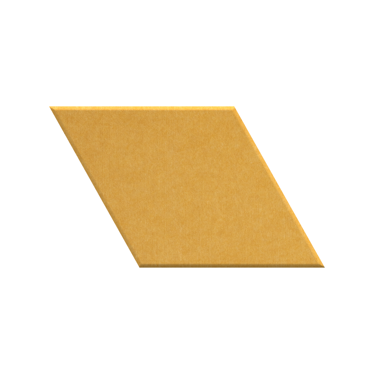 A single flat parallelogram tile in a warm mustard-gold color with a subtle textured surface, shown on a plain white background.