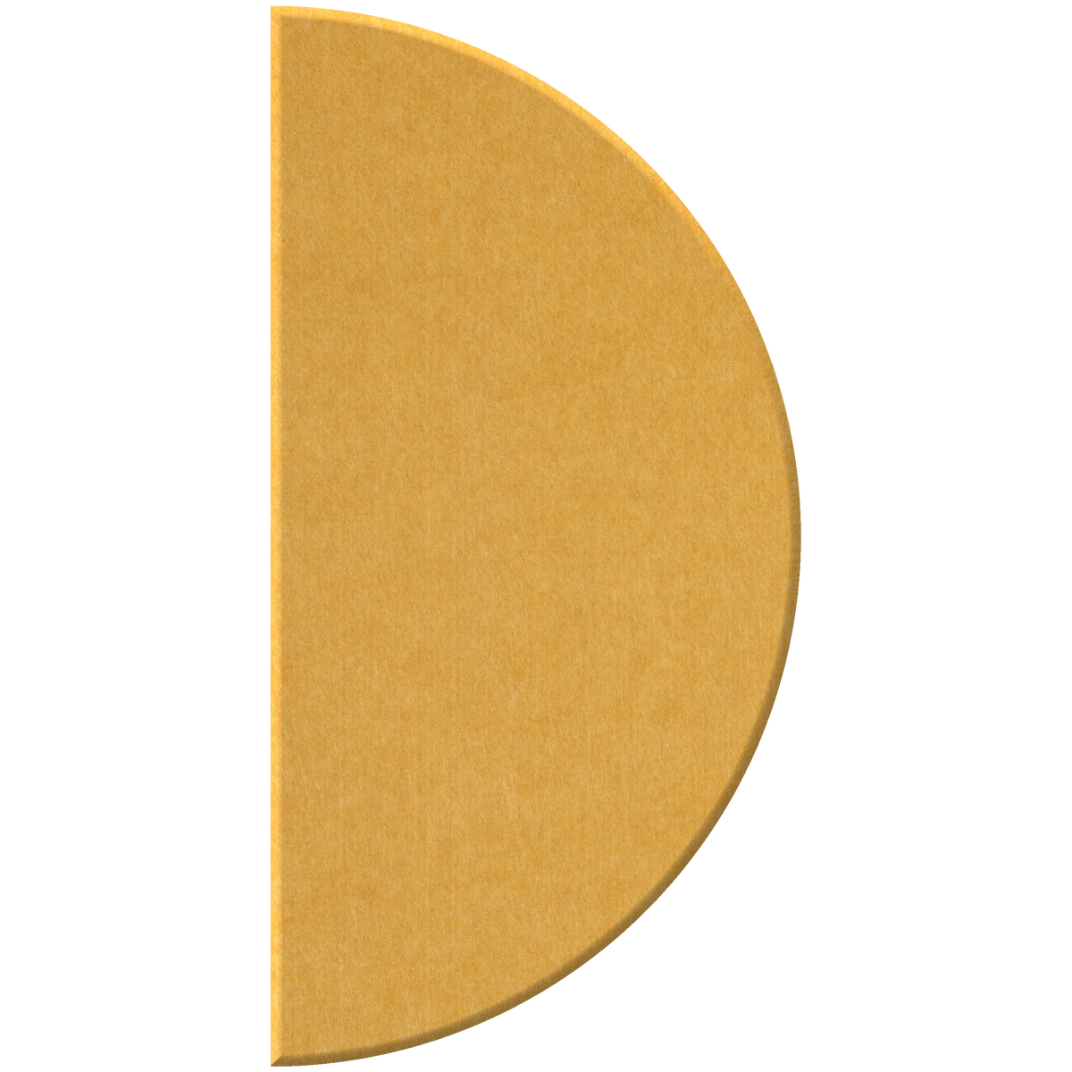 A semi-circular, D-shaped piece of textured kraft paper in a warm golden-brown color, shown against a plain white background.