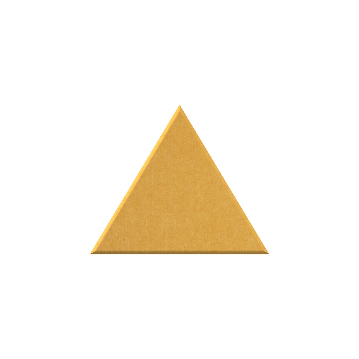 A single flat triangular color sample in a warm mustard-gold tone on a plain white background.