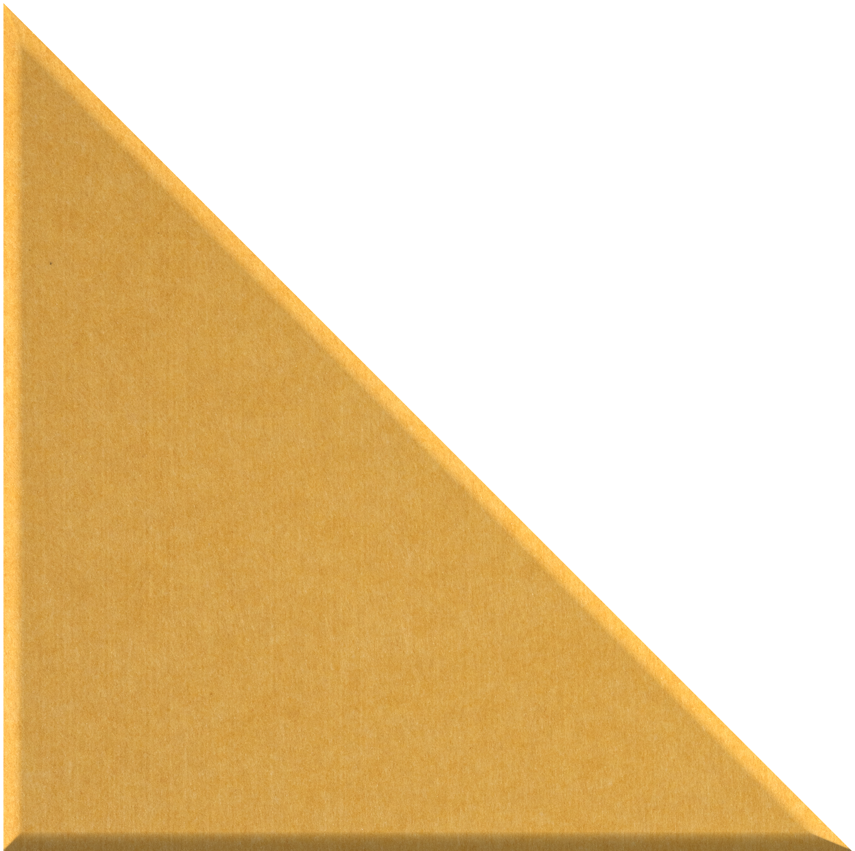 Yellow-gold right triangle tile with textured surface and shadow edge detail.
