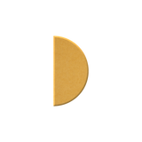 A single gold-colored semicircle or letter 'D' shape with a textured surface, centered on a plain white background.
