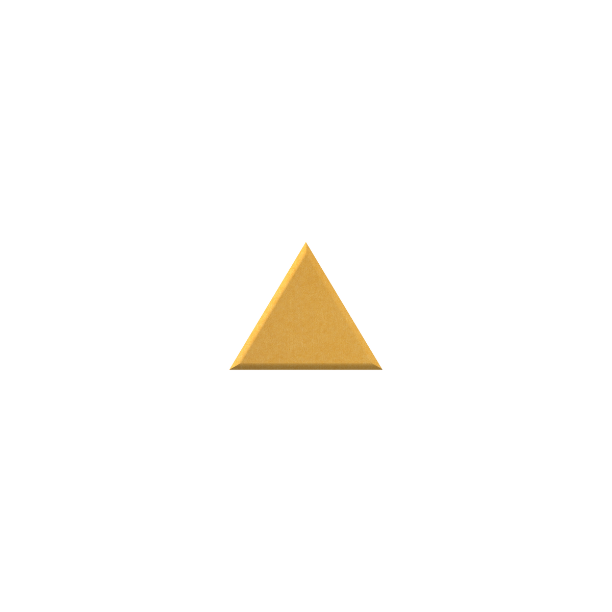 A small golden-yellow triangular wedge or tile centered on a plain white background.
