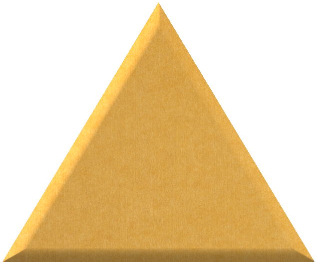 Golden yellow triangle tile with a matte finish and subtle shading.