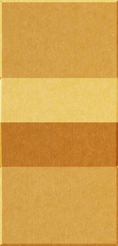 Five rectangular tiles in varying shades of gold and bronze with textured surfaces arranged vertically.