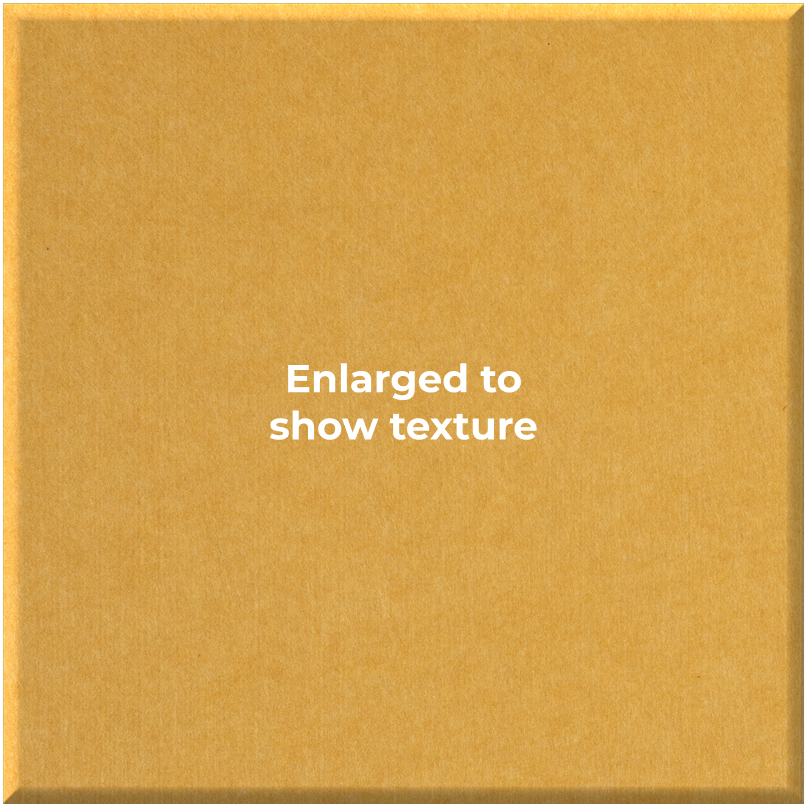 A square tan textured surface with centered white text reading 'Enlarged to show texture'.