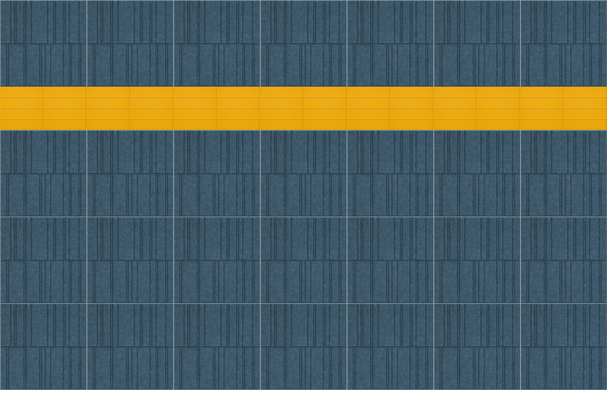 Blue and teal striped pattern with horizontal yellow band across center.