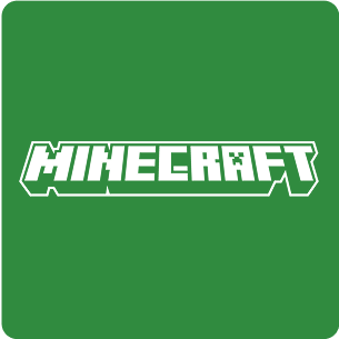 Minecraft logo on a green background