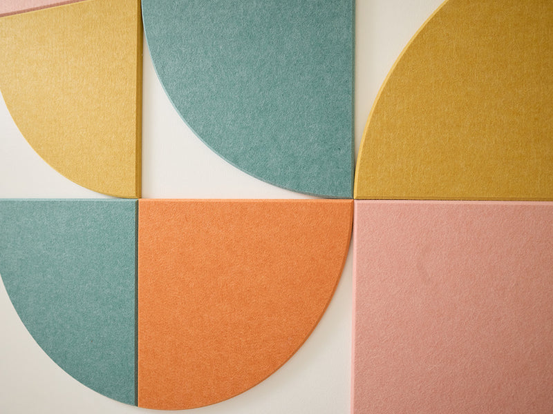 Acoustic wall paneling in bright colors