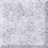 Light gray marble tile with veined texture and beveled edge border.