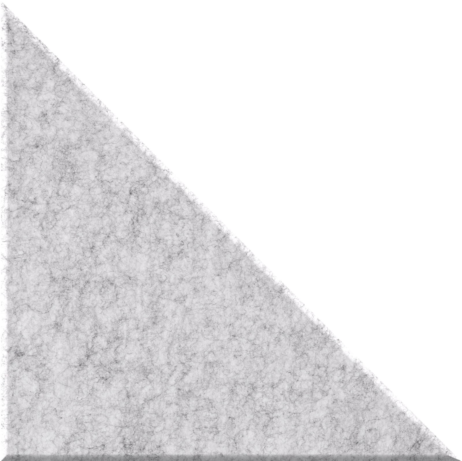 Right-angled triangular tile with gray speckled surface and textured finish.
