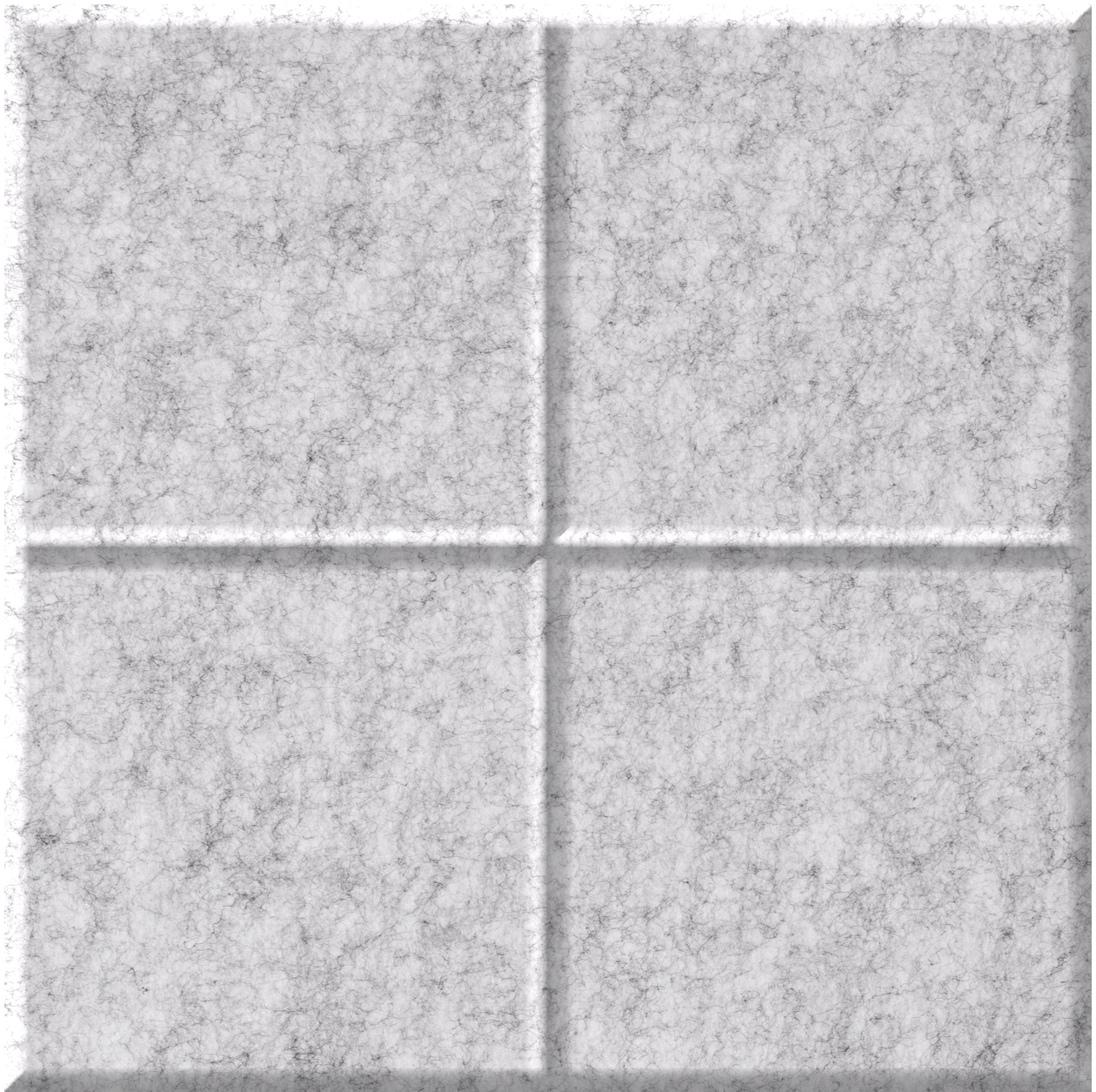 Light gray concrete tile divided into four equal squares with recessed grout lines and speckled surface texture.