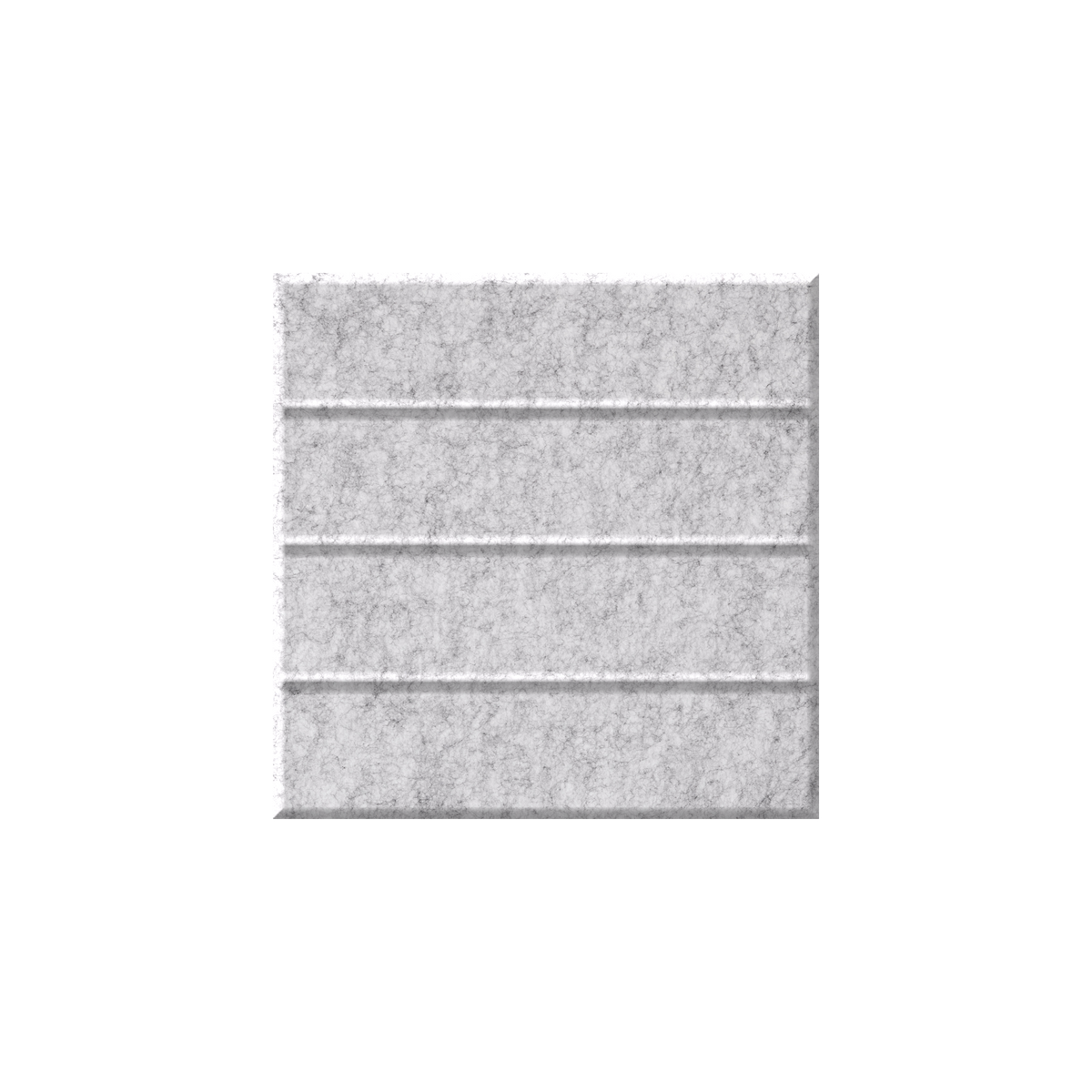 A square textured tile or panel with horizontal grooves, shown in a light gray color on a solid white background.
