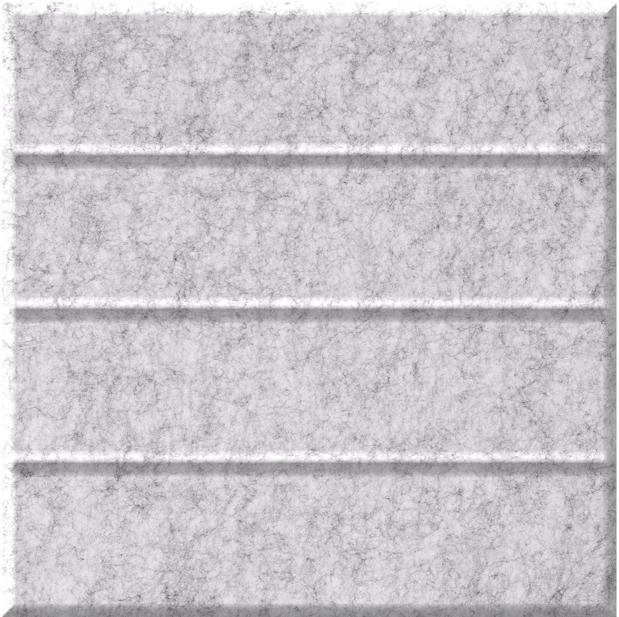 Light gray tile with speckled texture and three horizontal grooves dividing surface into four sections.