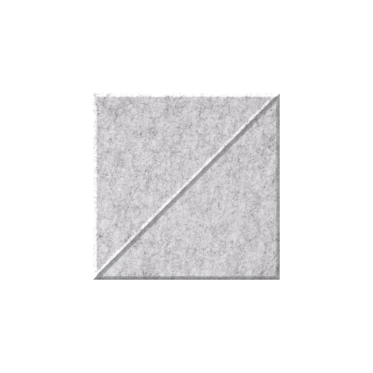 A square gray textured tile or panel with a diagonal line running from the bottom-left to the top-right corner, shown on a plain white background.