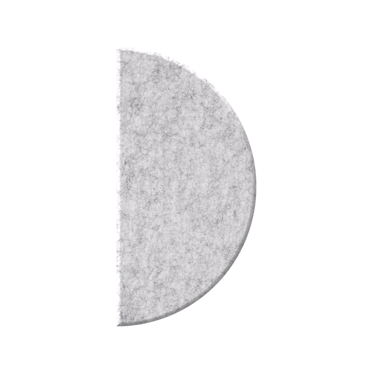 A light gray felt or fleece semicircle piece with a textured surface, isolated on a solid white background.