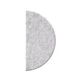 A light gray felt or fleece semicircle piece with a textured surface, isolated on a solid white background.