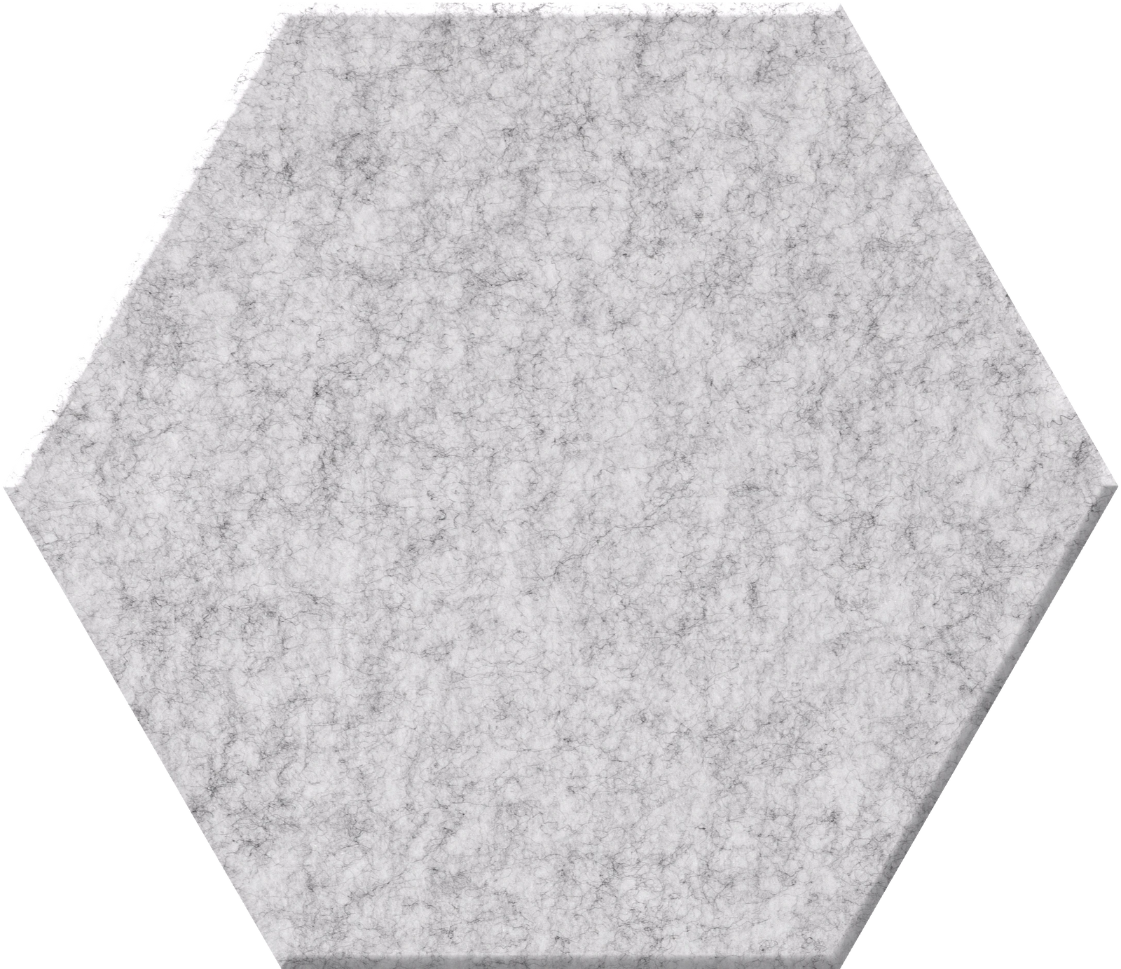 Light gray hexagonal tile with speckled stone texture and matte finish.