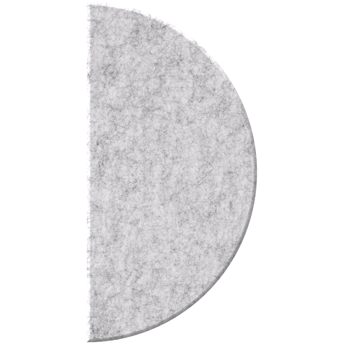 A semi-circular gray felt or fleece texture sample on a plain white background.