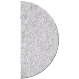 A semi-circular gray felt or fleece texture sample on a plain white background.