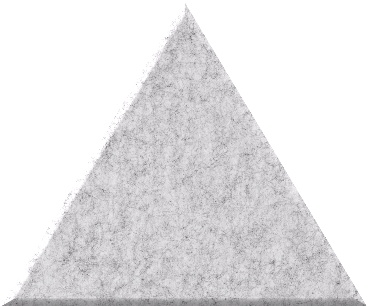Gray speckled triangle tile with textured surface and pointed apex.