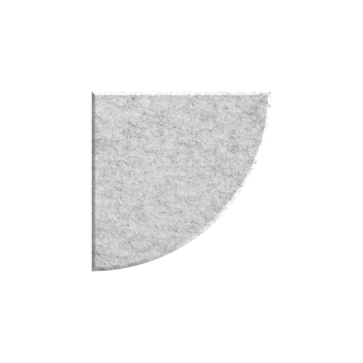 A light gray felt or fabric swatch shaped like a quarter circle, shown on a plain white background.