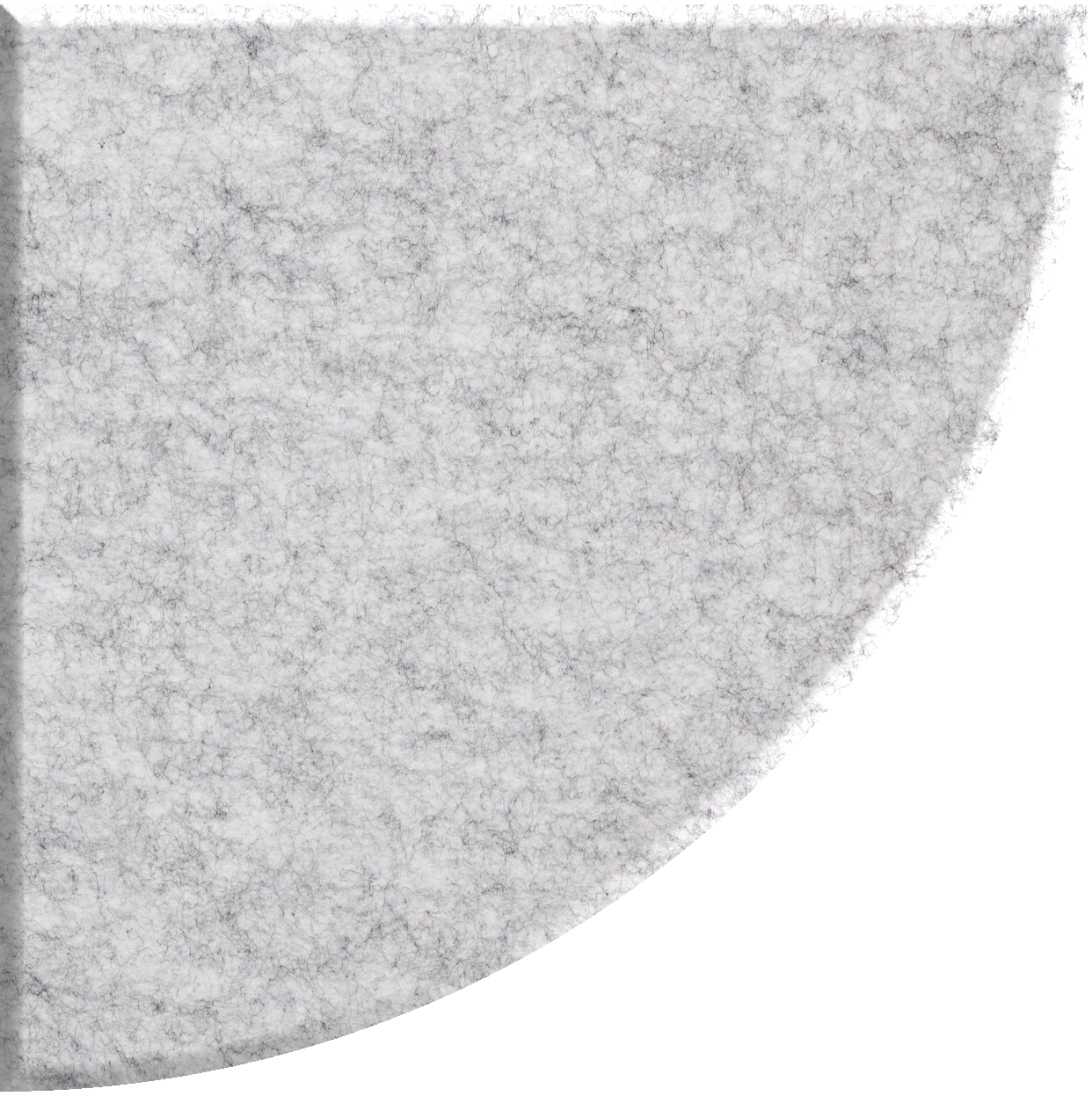 Light gray quarter circle tile with speckled texture and curved edge.
