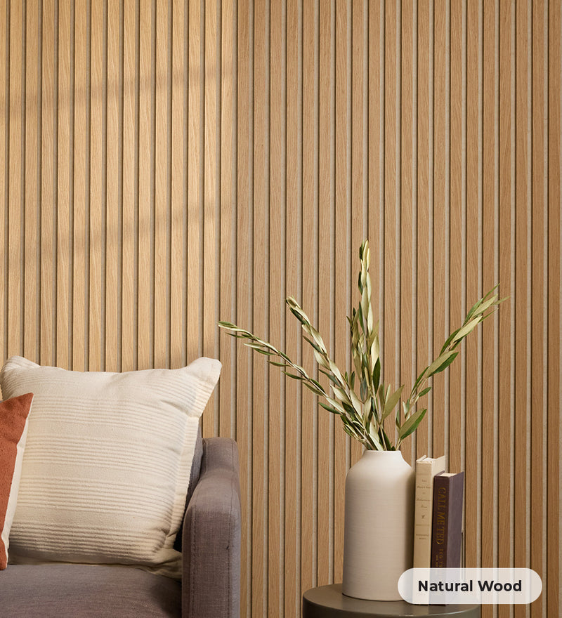 Wood Slats in Oak Latte on a wall