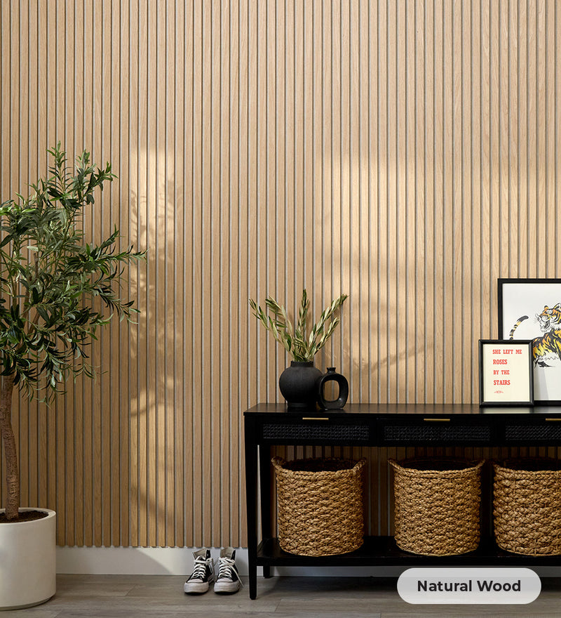 Wood Slats in Oak Latte on a wall