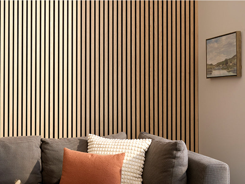 wall covered in oak wood slats