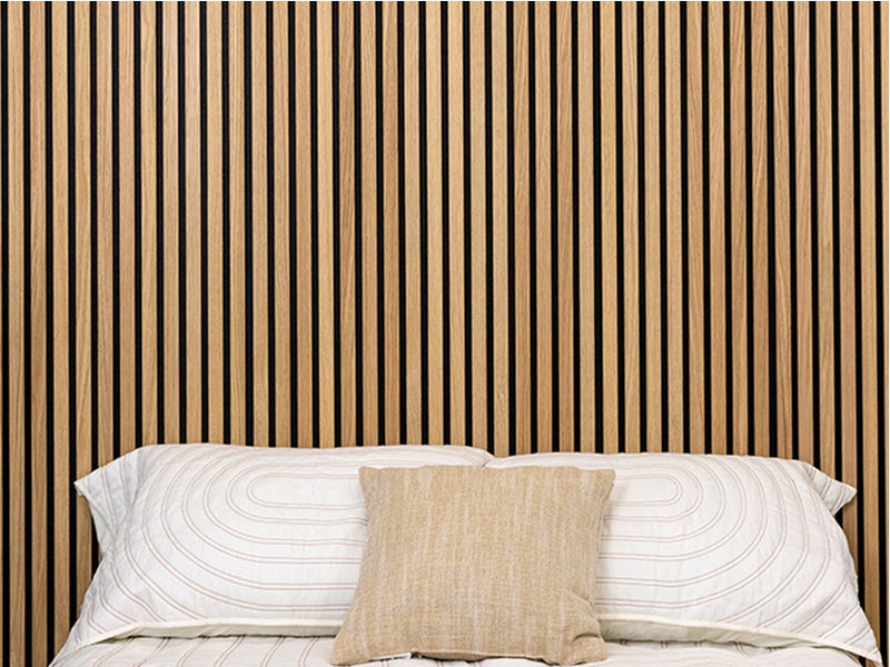 wall covered in oak wood slats