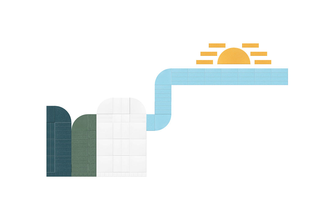 Ocean sun Felt Right design made from sound-dampening acoustic felt panels