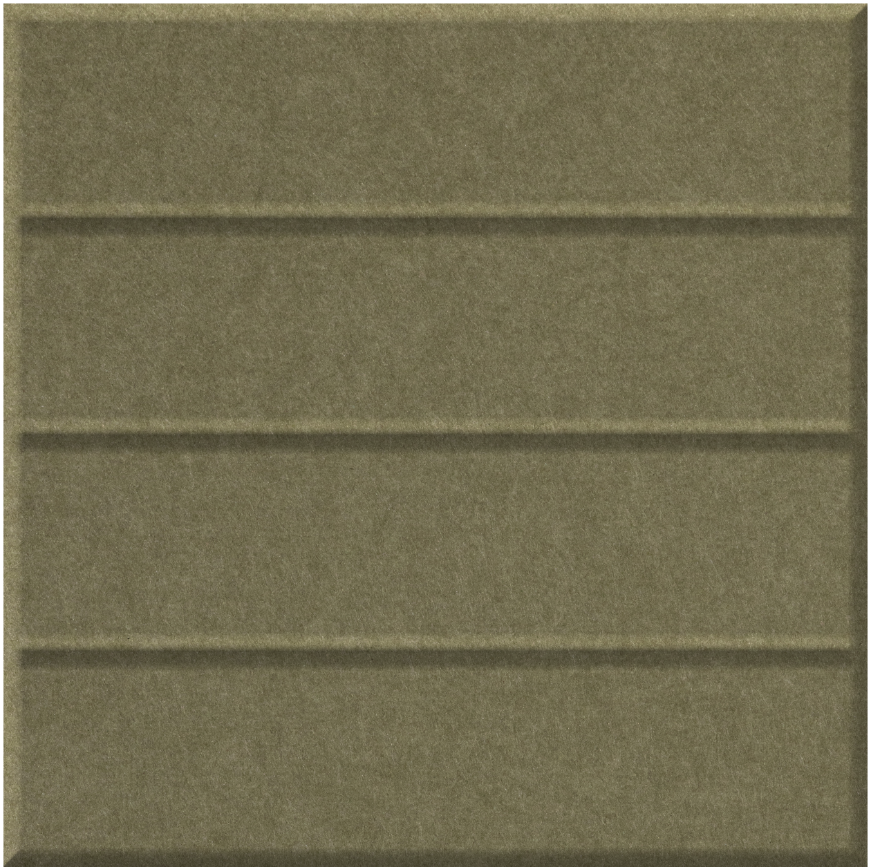 Olive-green tile with three horizontal embossed lines dividing the textured surface into sections.