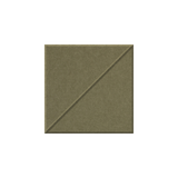 A square fabric swatch in a muted olive green color, featuring a diagonal seam from corner to corner, shown against a plain white background.