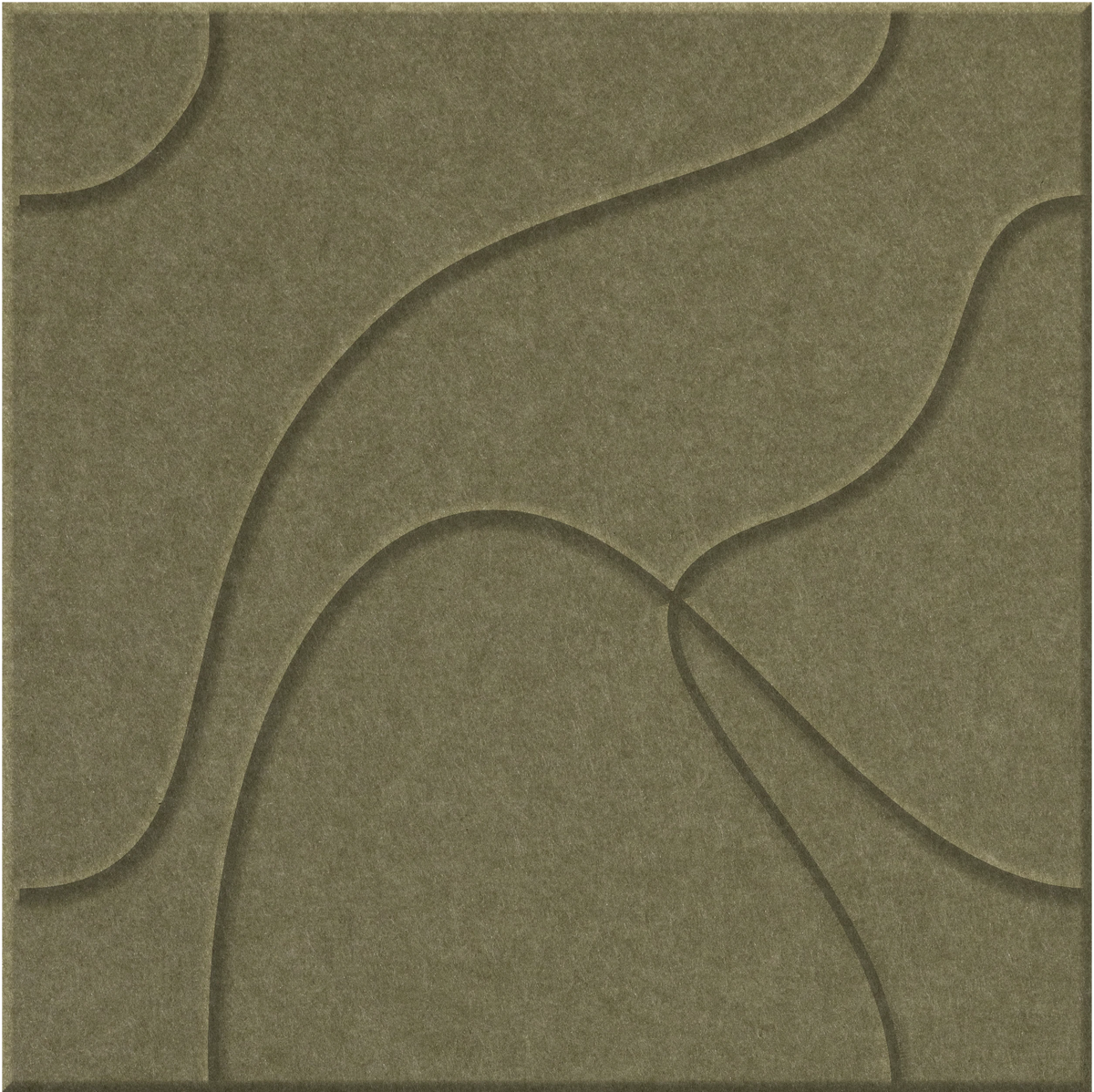 Olive 9mm Engraved Topo felt sample with flowing topographic line grooves