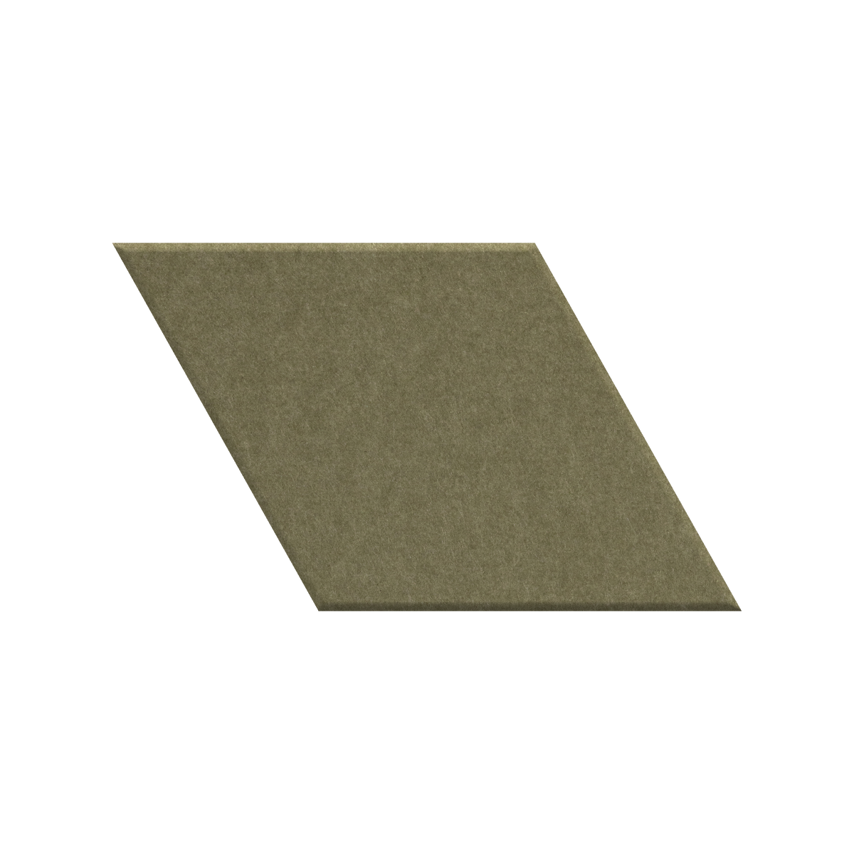 A single flat, diamond-shaped tile or swatch in a muted olive green color, shown on a plain white background.