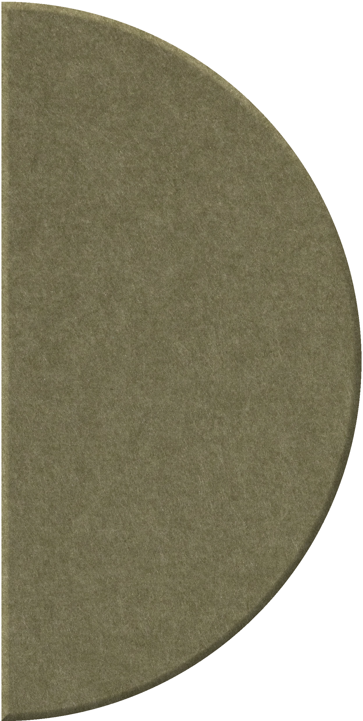 Half-circle tile with curved edge in sage green textured finish.