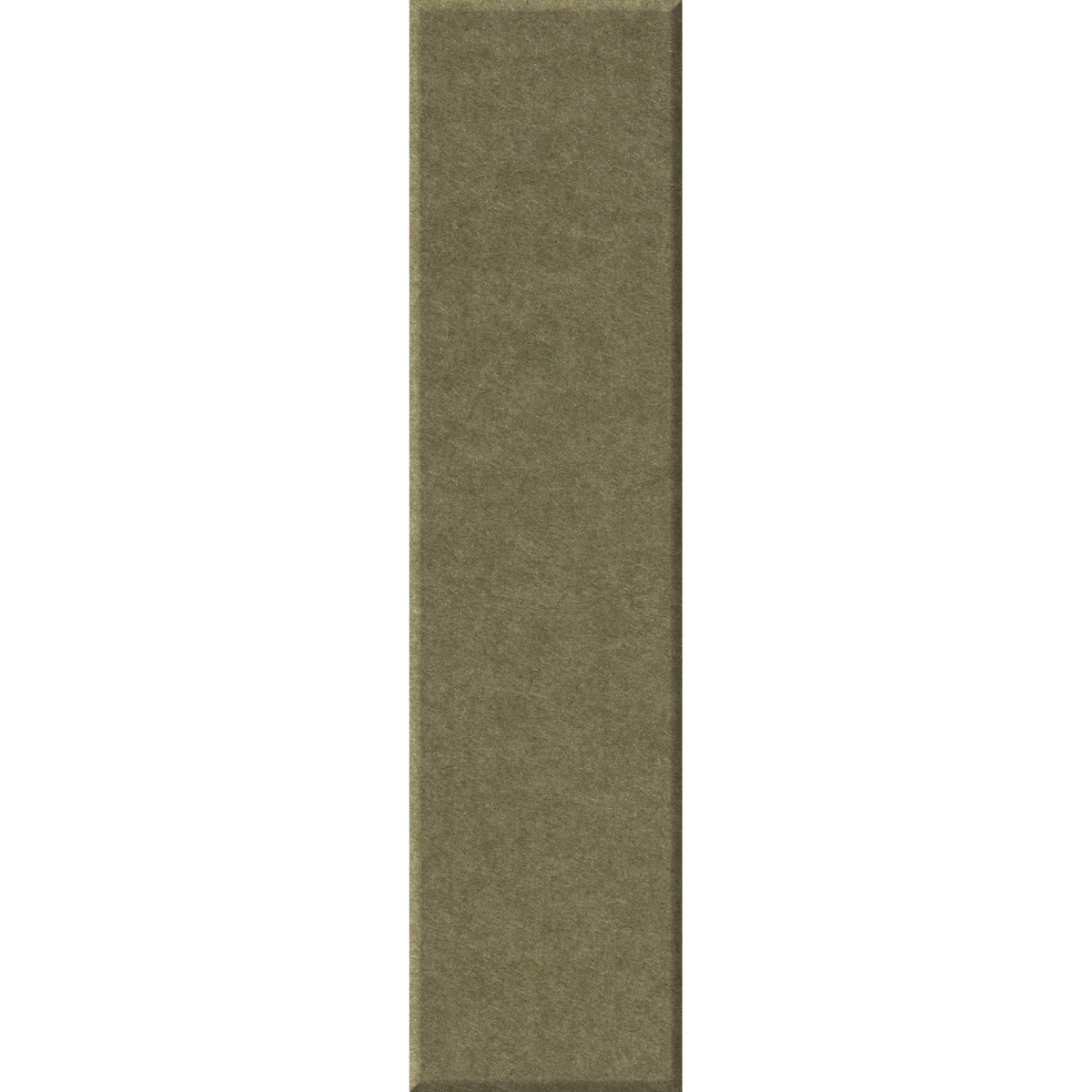 A vertical rectangular swatch of textured fabric or material in a muted olive green color, centered on a plain white background.