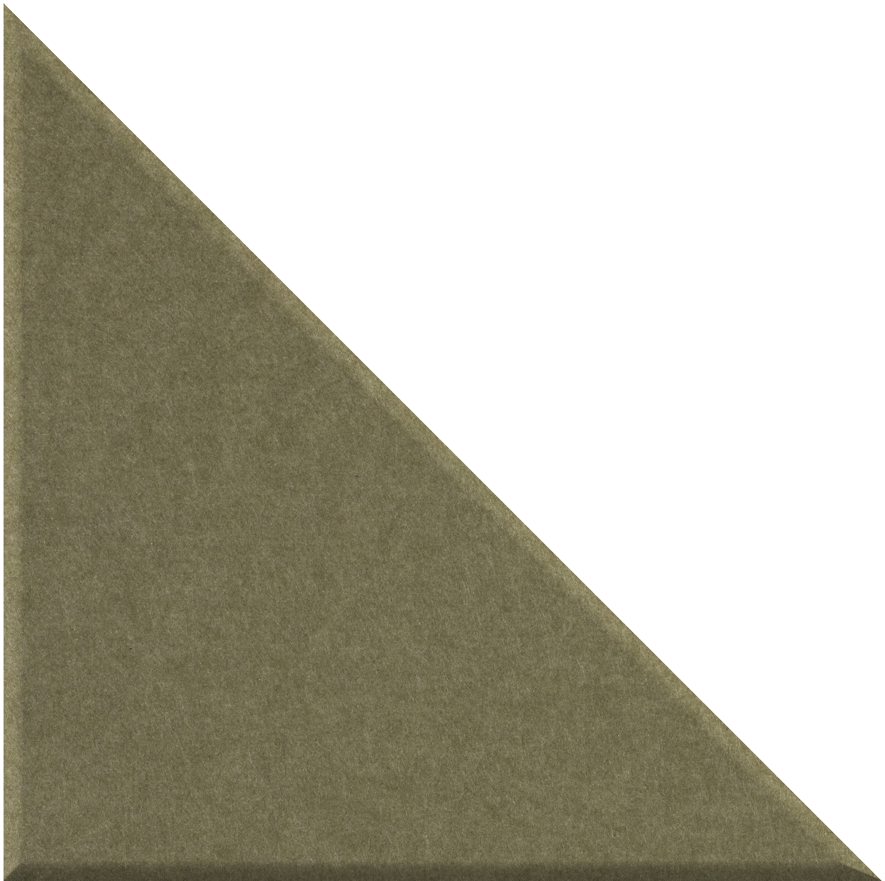 Right-angled triangle tile in muted olive green with textured surface.