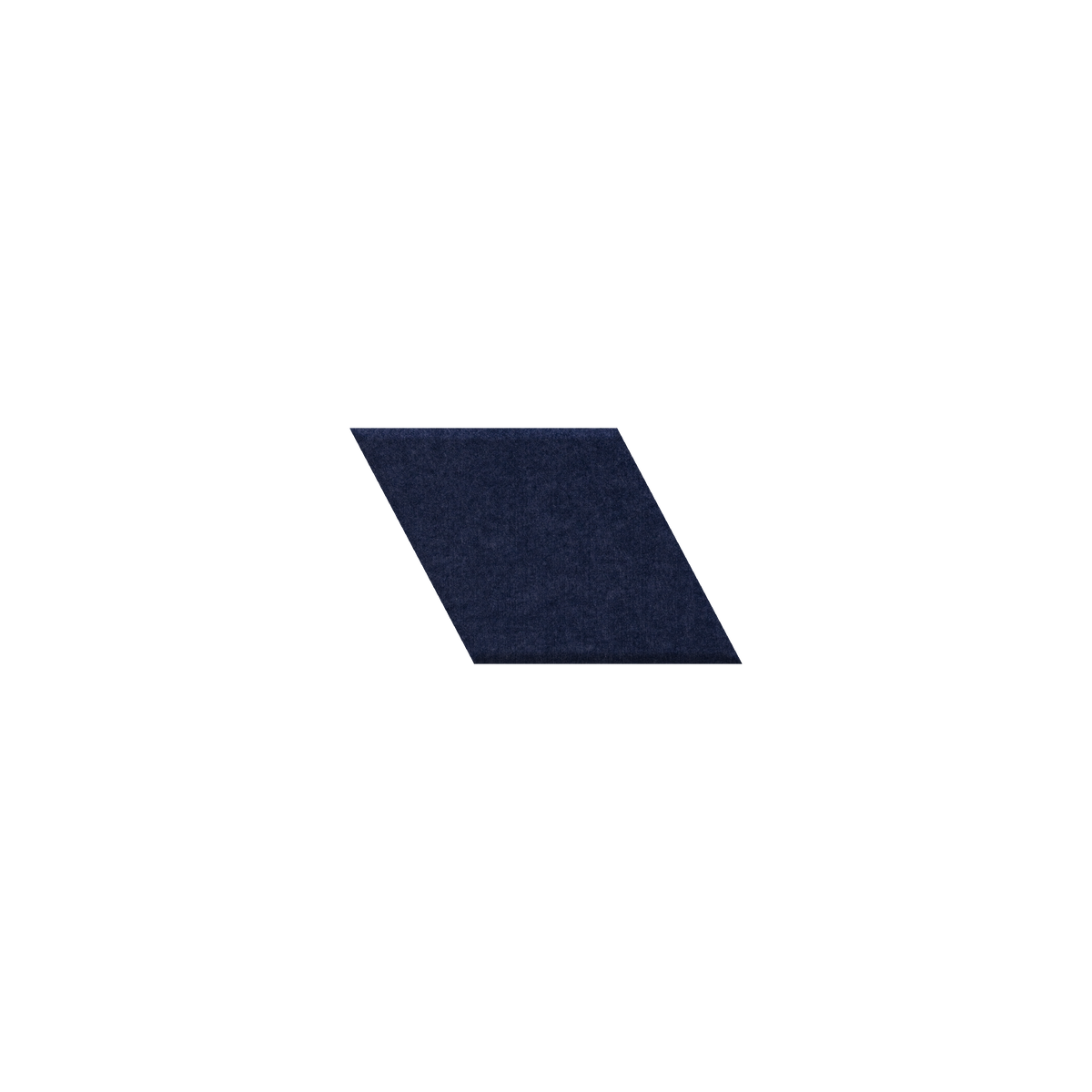 A dark navy blue parallelogram fabric swatch centered on a plain white background.