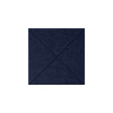 A square navy blue felt or fabric swatch with diagonal stitched lines forming an X pattern, centered on a plain white background.