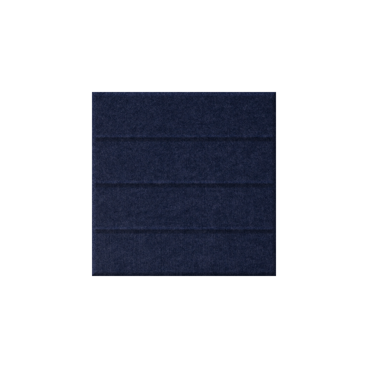 A square navy blue textured fabric swatch with horizontal pleats, centered on a plain white background.