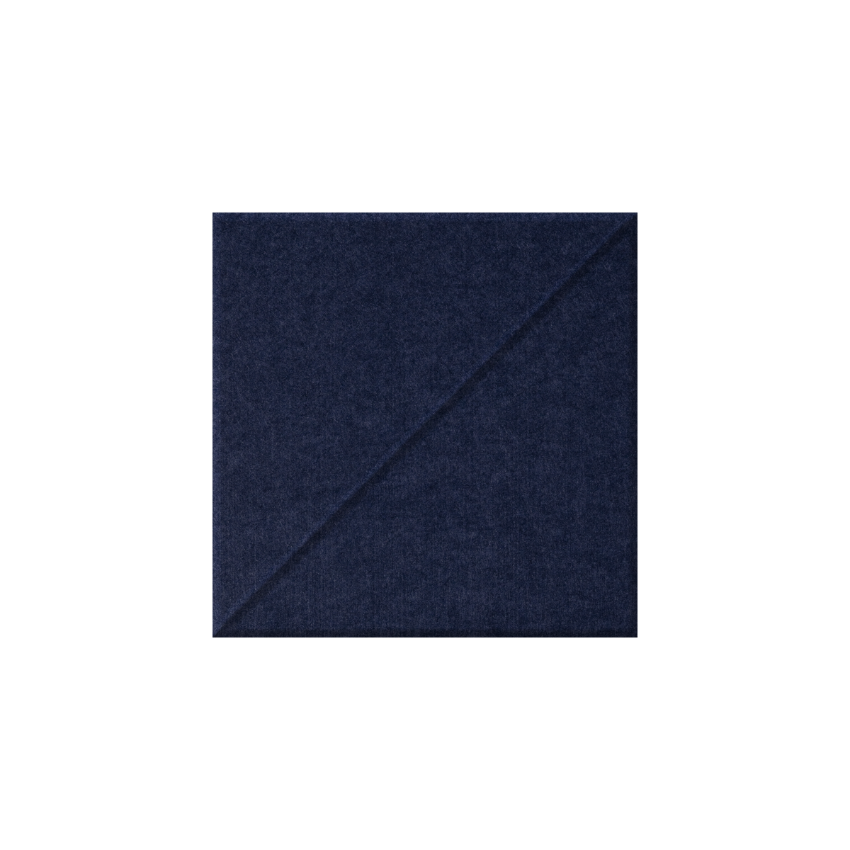 A square navy blue fabric sample with a diagonal seam, shown on a plain white background.