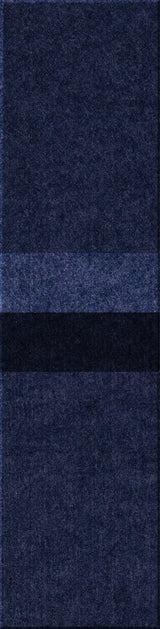 Dark blue textured tiles arranged vertically with a black band dividing the sections.